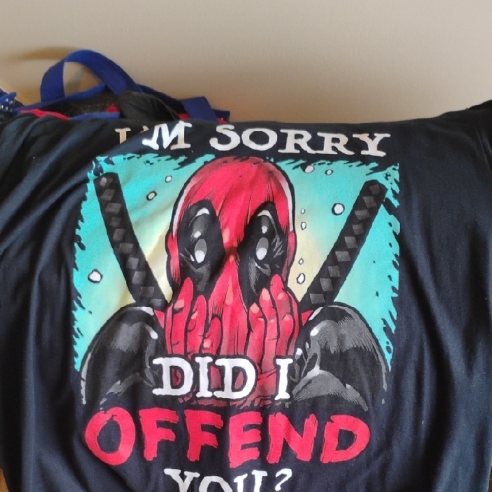 Black Graphic Tee with Red and Blue Design